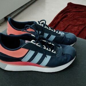 Adidas Women's Blue and Coral Sneakers